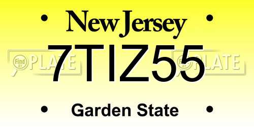 7TIZ55 New Jersey License Plate