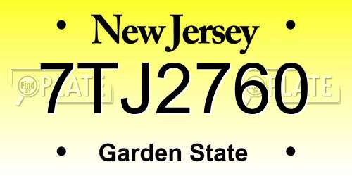 7TJ2760 New Jersey License Plate