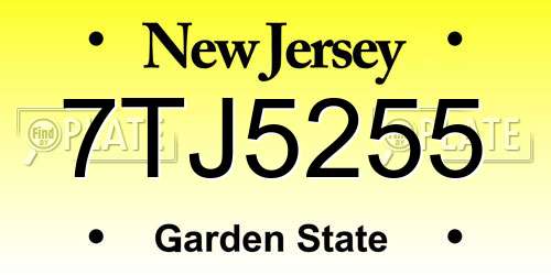 7TJ5255 New Jersey License Plate