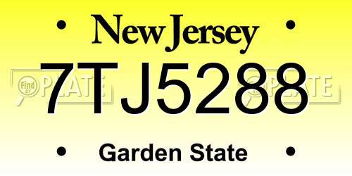 7TJ5288 New Jersey License Plate