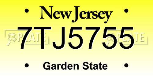 7TJ5755 New Jersey License Plate