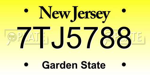 7TJ5788 New Jersey License Plate