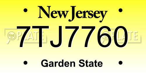 7TJ7760 New Jersey License Plate