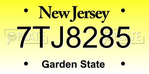 7TJ8285 New Jersey License Plate
