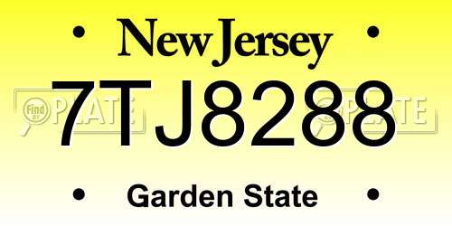 7TJ8288 New Jersey License Plate