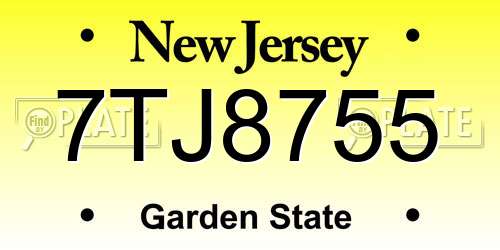 7TJ8755 New Jersey License Plate