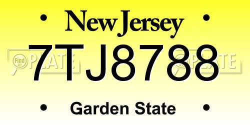 7TJ8788 New Jersey License Plate