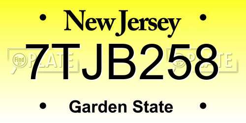 7TJB258 New Jersey License Plate