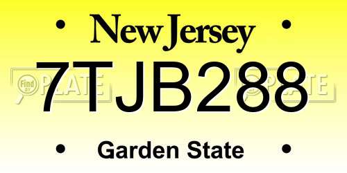 7TJB288 New Jersey License Plate