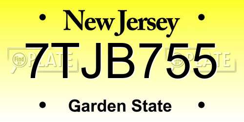 7TJB755 New Jersey License Plate