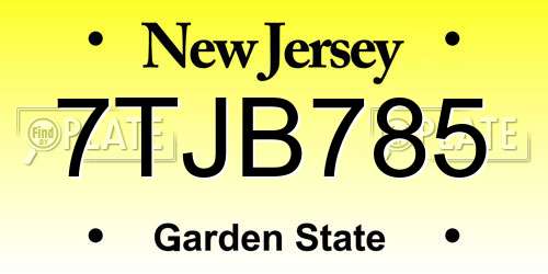 7TJB785 New Jersey License Plate