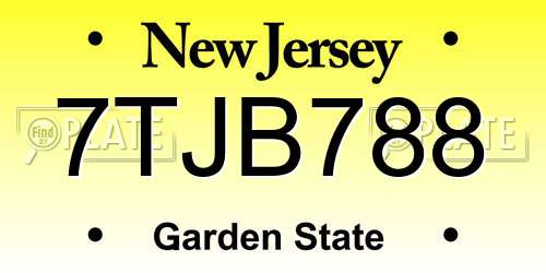 7TJB788 New Jersey License Plate