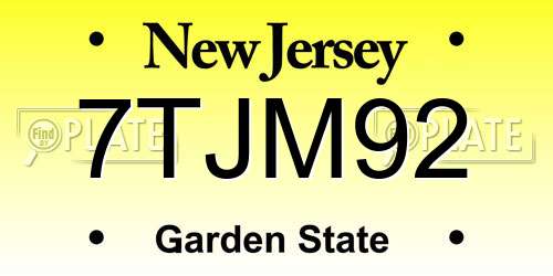 7TJM92 New Jersey License Plate