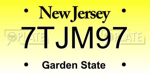 7TJM97 New Jersey License Plate