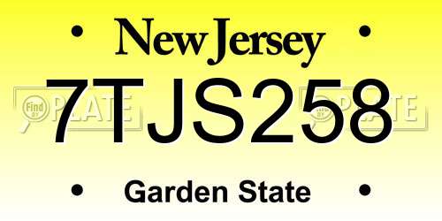 7TJS258 New Jersey License Plate
