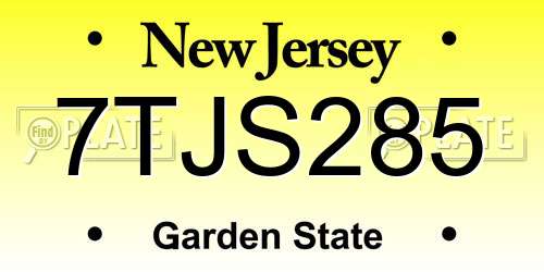 7TJS285 New Jersey License Plate