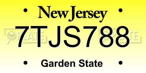 7TJS788 New Jersey License Plate