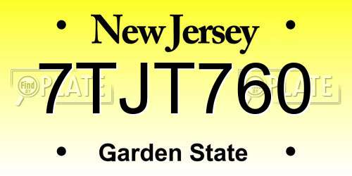 7TJT760 New Jersey License Plate