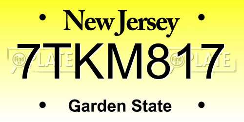 7TKM817 New Jersey License Plate
