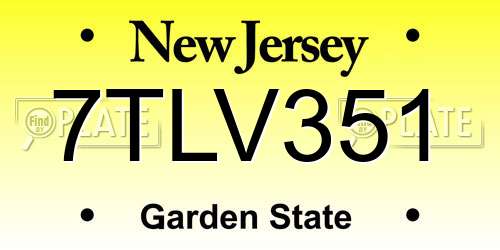 7TLV351 New Jersey License Plate