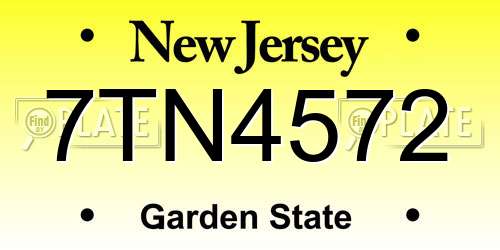 7TN4572 New Jersey License Plate