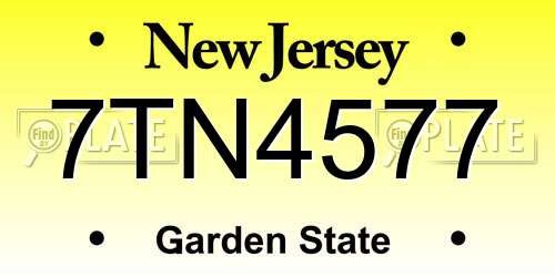 7TN4577 New Jersey License Plate