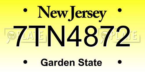 7TN4872 New Jersey License Plate