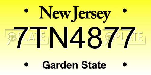 7TN4877 New Jersey License Plate