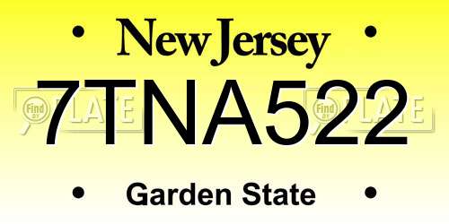 7TNA522 New Jersey License Plate