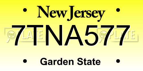 7TNA577 New Jersey License Plate