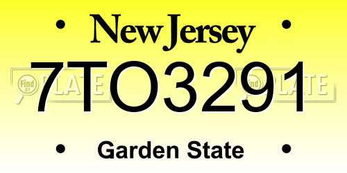 7TO3291 New Jersey License Plate