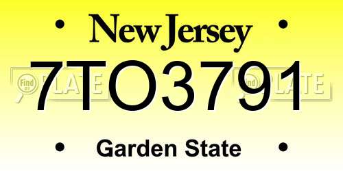 7TO3791 New Jersey License Plate