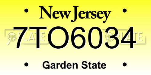 7TO6034 New Jersey License Plate