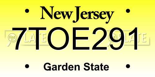 7TOE291 New Jersey License Plate