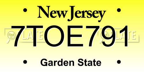 7TOE791 New Jersey License Plate