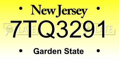 7TQ3291 New Jersey License Plate