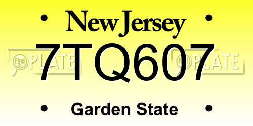 7TQ607 New Jersey License Plate