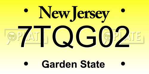 7TQG02 New Jersey License Plate