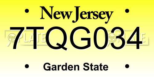 7TQG034 New Jersey License Plate