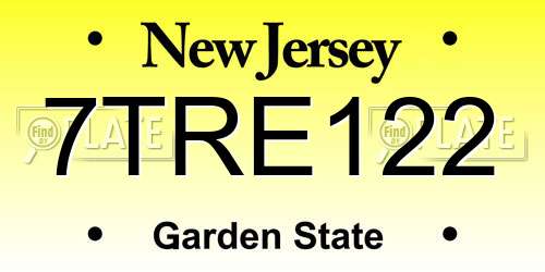 7TRE122 New Jersey License Plate