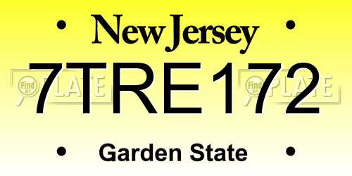 7TRE172 New Jersey License Plate