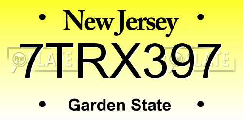7TRX397 New Jersey License Plate
