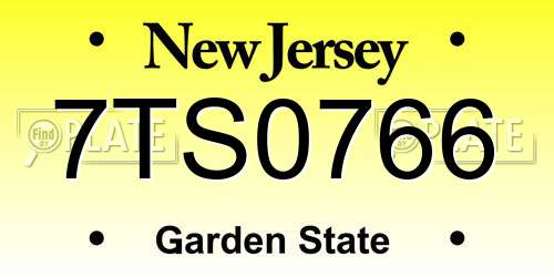 7TS0766 New Jersey License Plate