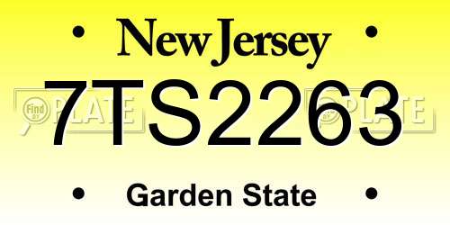 7TS2263 New Jersey License Plate