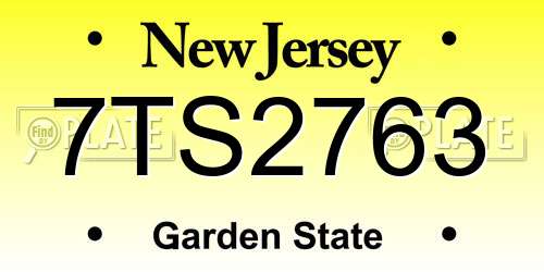 7TS2763 New Jersey License Plate