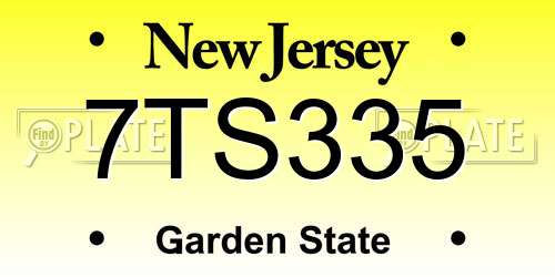 7TS335 New Jersey License Plate