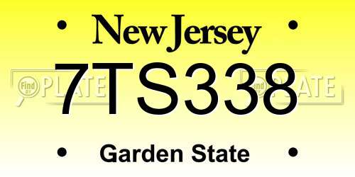 7TS338 New Jersey License Plate