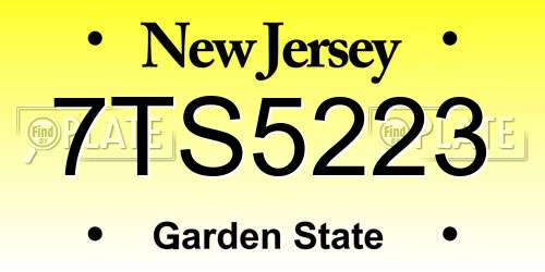 7TS5223 New Jersey License Plate