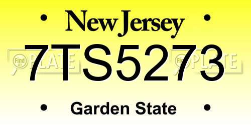 7TS5273 New Jersey License Plate