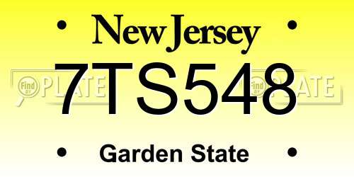 7TS548 New Jersey License Plate